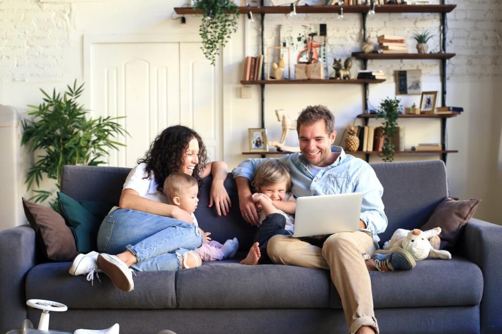 happy family on device